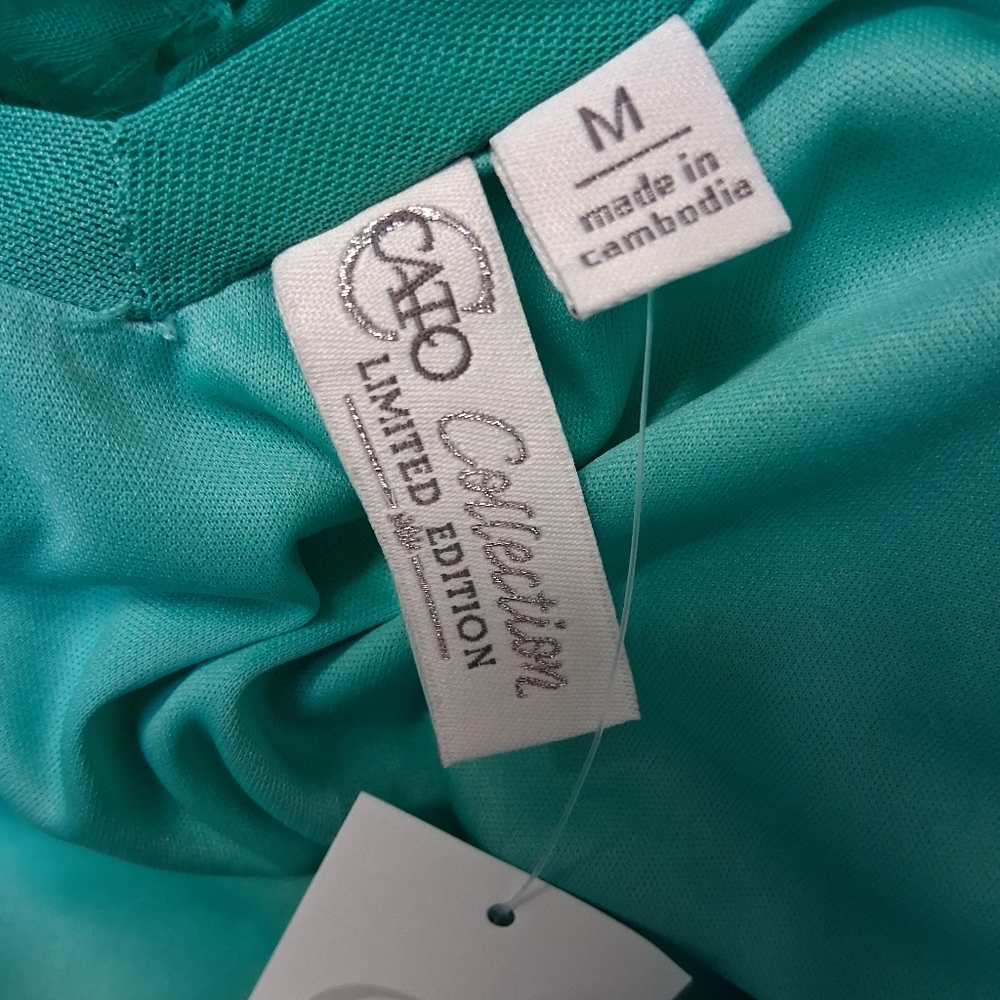 Cato Collection Limited Edition Chic Textured Green Blouse Size M - Picture 16 of 16